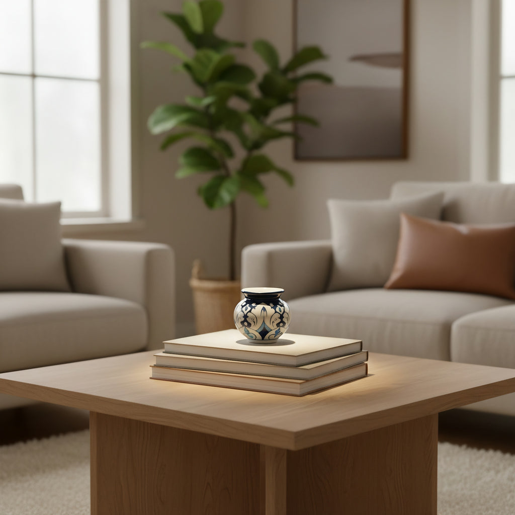 Midnight Blue Lotus Blue Pottery Mini Decor Pot – 3 Inch