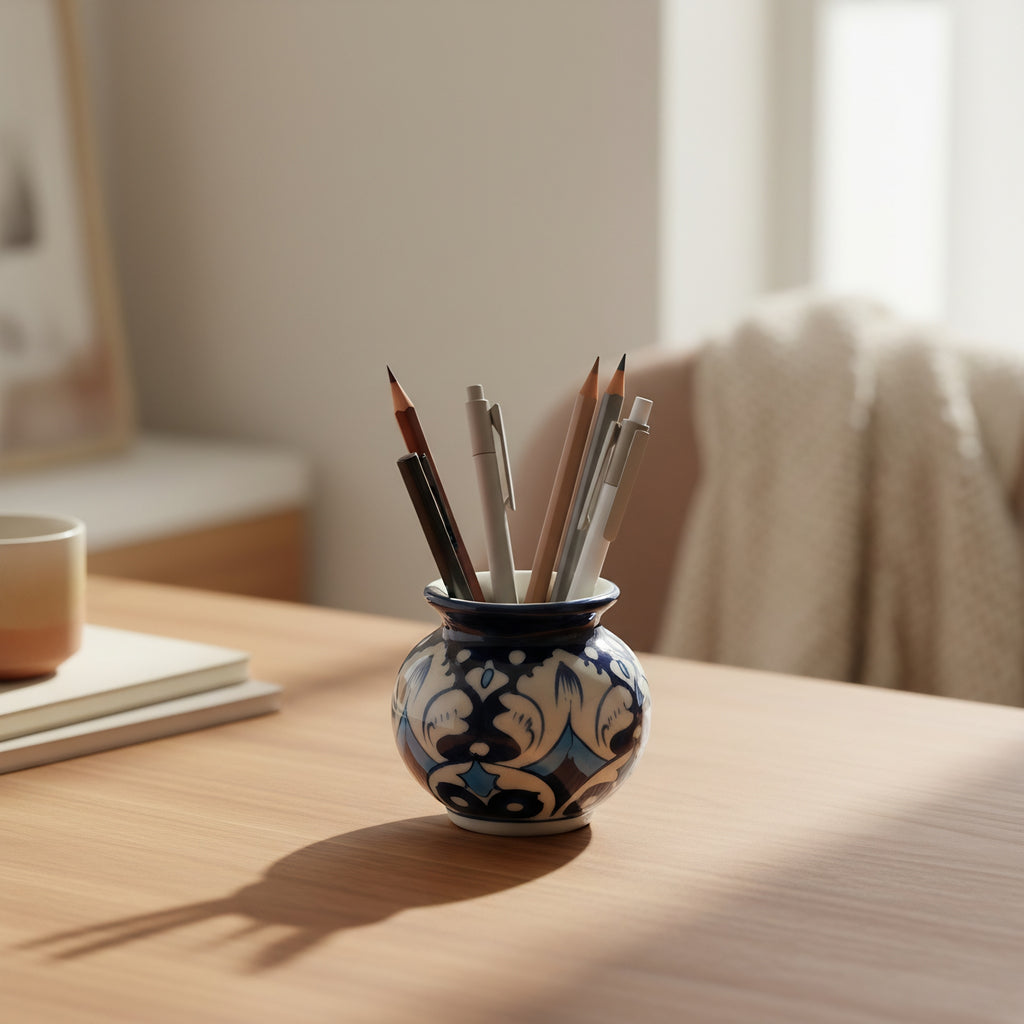 Midnight Blue Lotus Blue Pottery Mini Decor Pot – 3 Inch