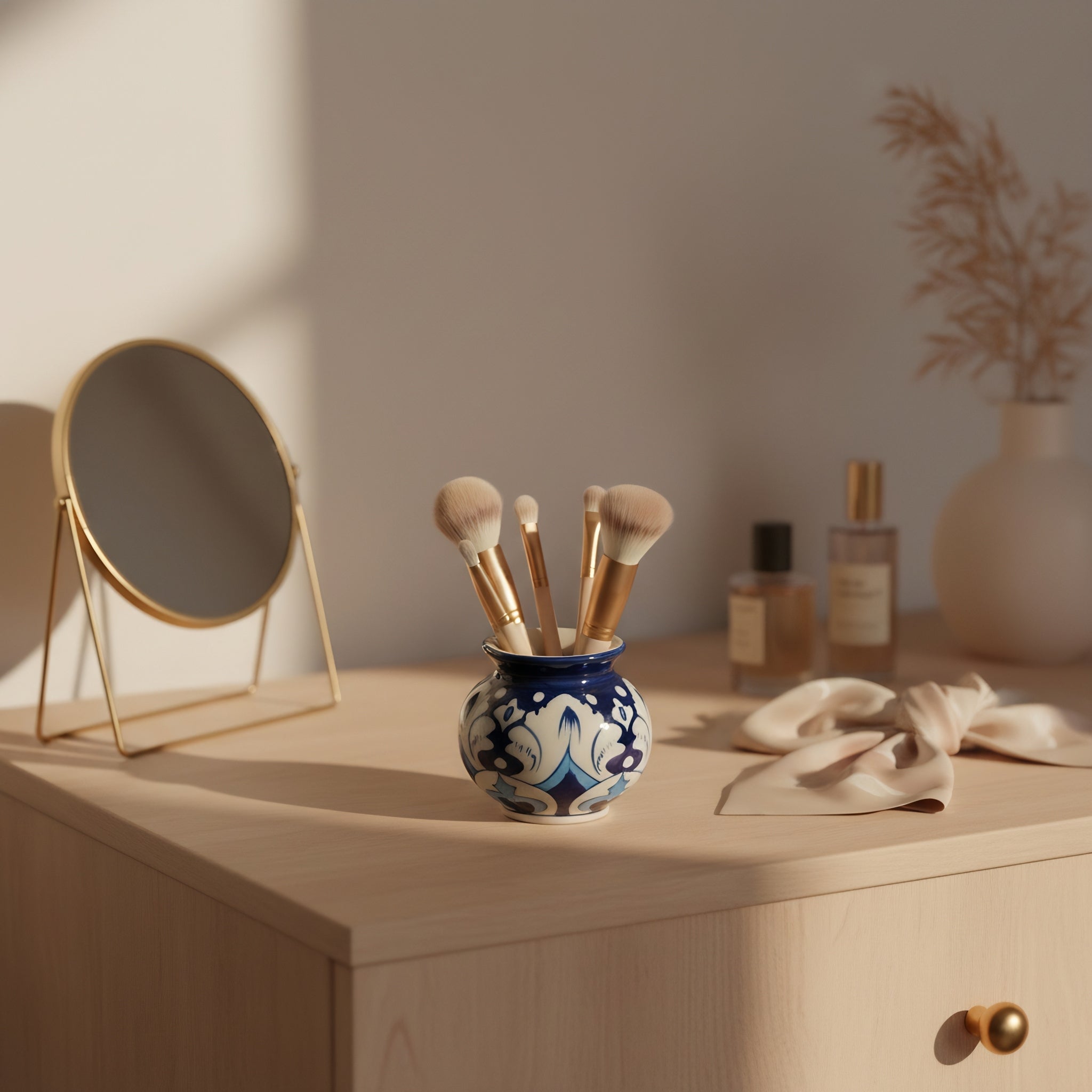 Midnight Blue Lotus Blue Pottery Mini Decor Pot – 3 Inch