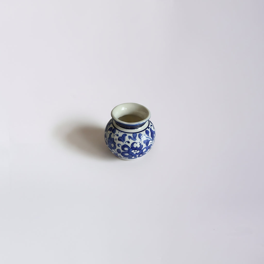Mini Cobalt Floral Blue Pottery Decor Pot (traditional Garwi)– 3 Inch