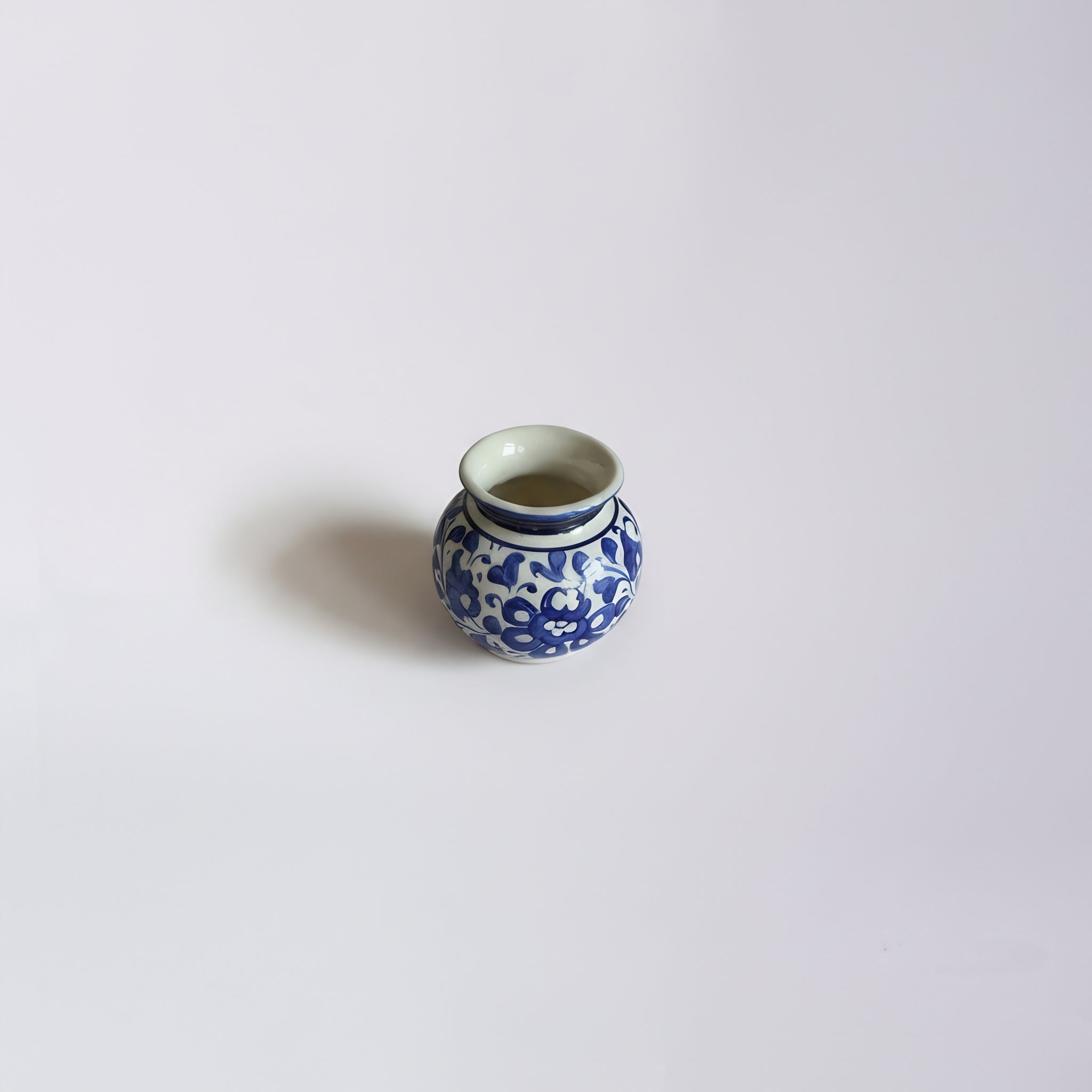 Mini Cobalt Floral Blue Pottery Decor Pot (traditional Garwi)– 3 Inch