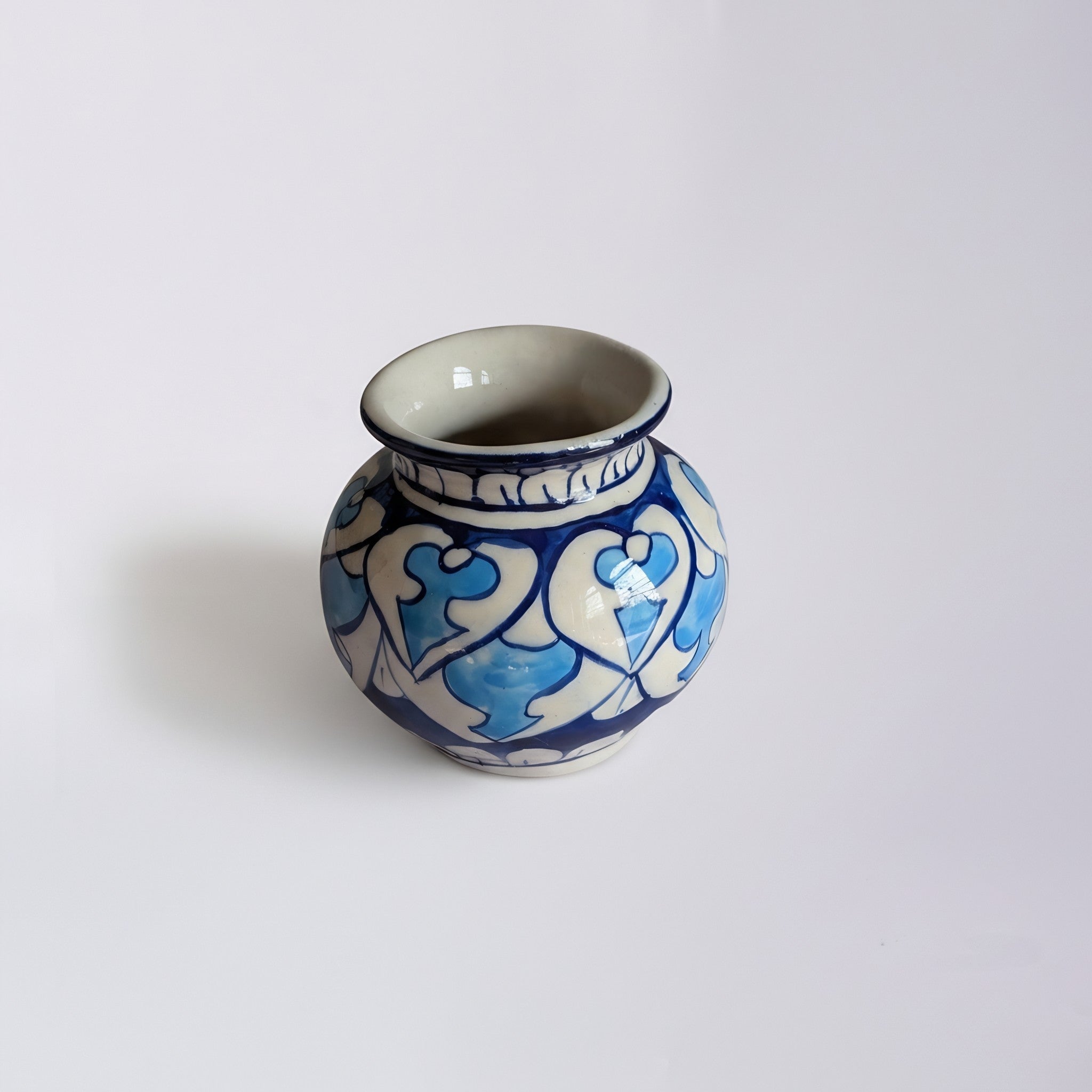 Cobalt Cloud-Band Blue Pottery Mini Decor Pot – 3 Inch (Traditional Garwi)