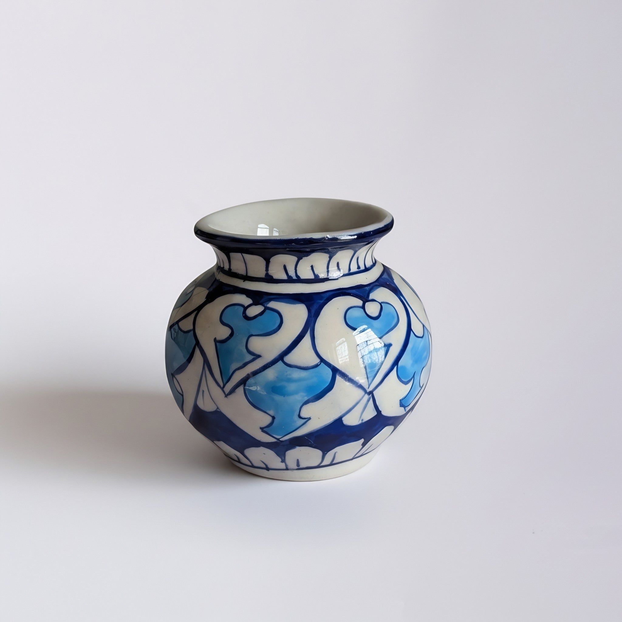 Cobalt Cloud-Band Blue Pottery Mini Decor Pot – 3 Inch (Traditional Garwi)