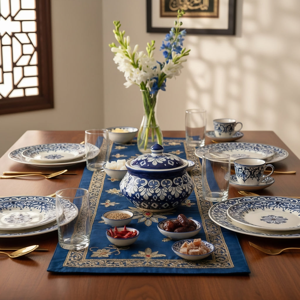 Handmade cobalt blue handi pot showing detailed ceramic craftsmanship — Craftan Pakistan