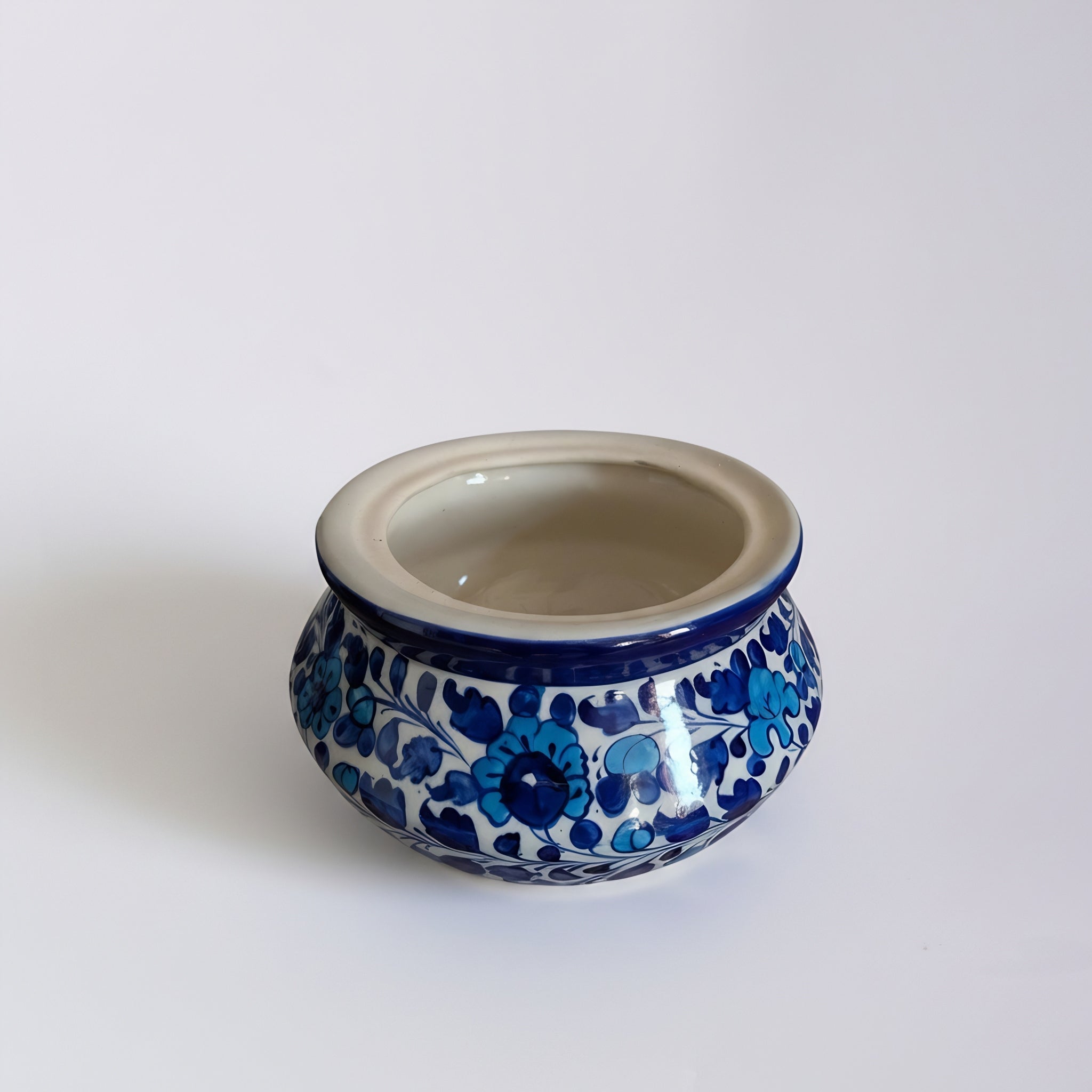Blue Pottery Lidded Curry Server — handmade Multani ceramic craft — Craftan Pakistan