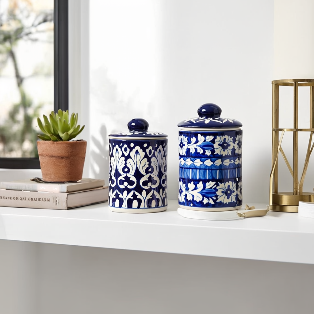 Pair of 6″ Decorative Ceramic Jars