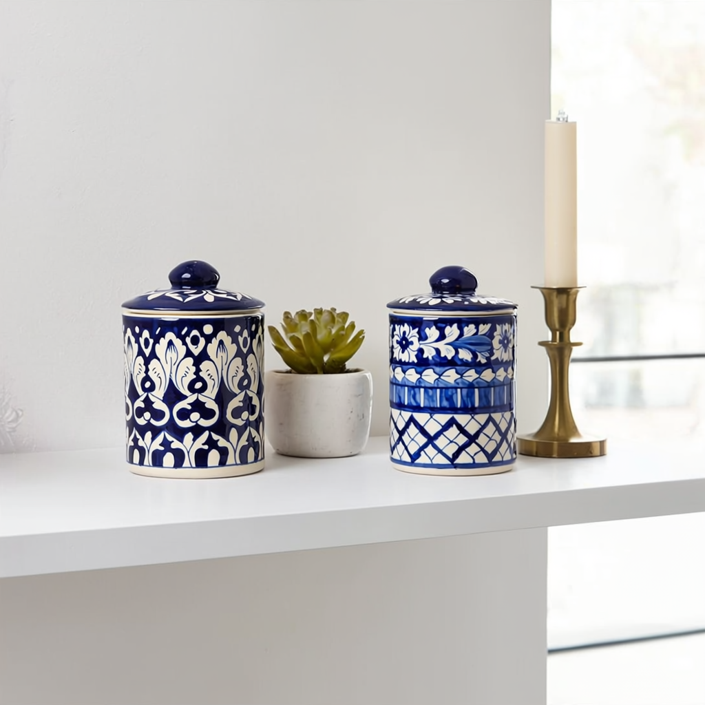 Pair of 6″ Decorative Ceramic Jars