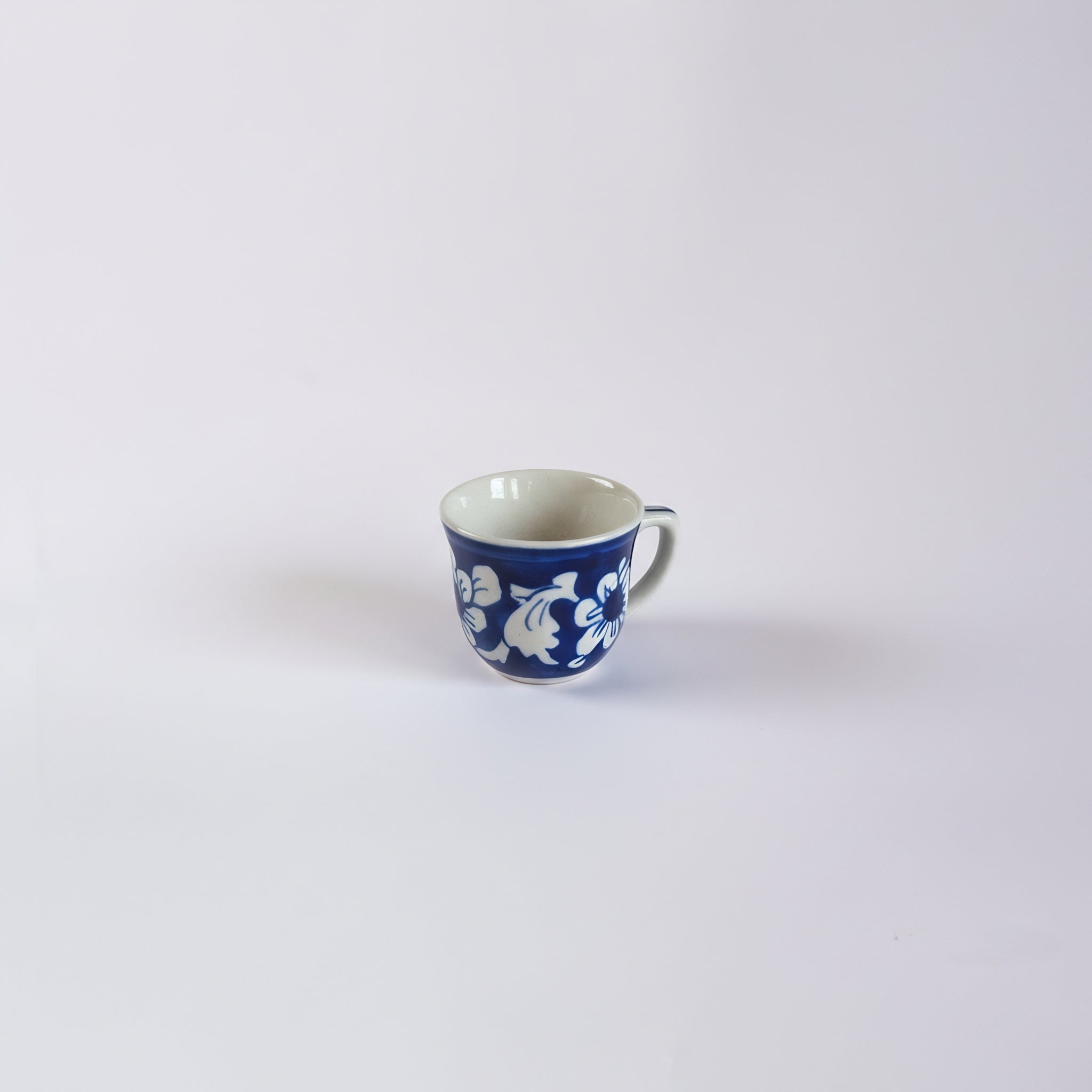 Cobalt Floral Blue Pottery Kehwa Cup & Saucer Set – 6 Pieces