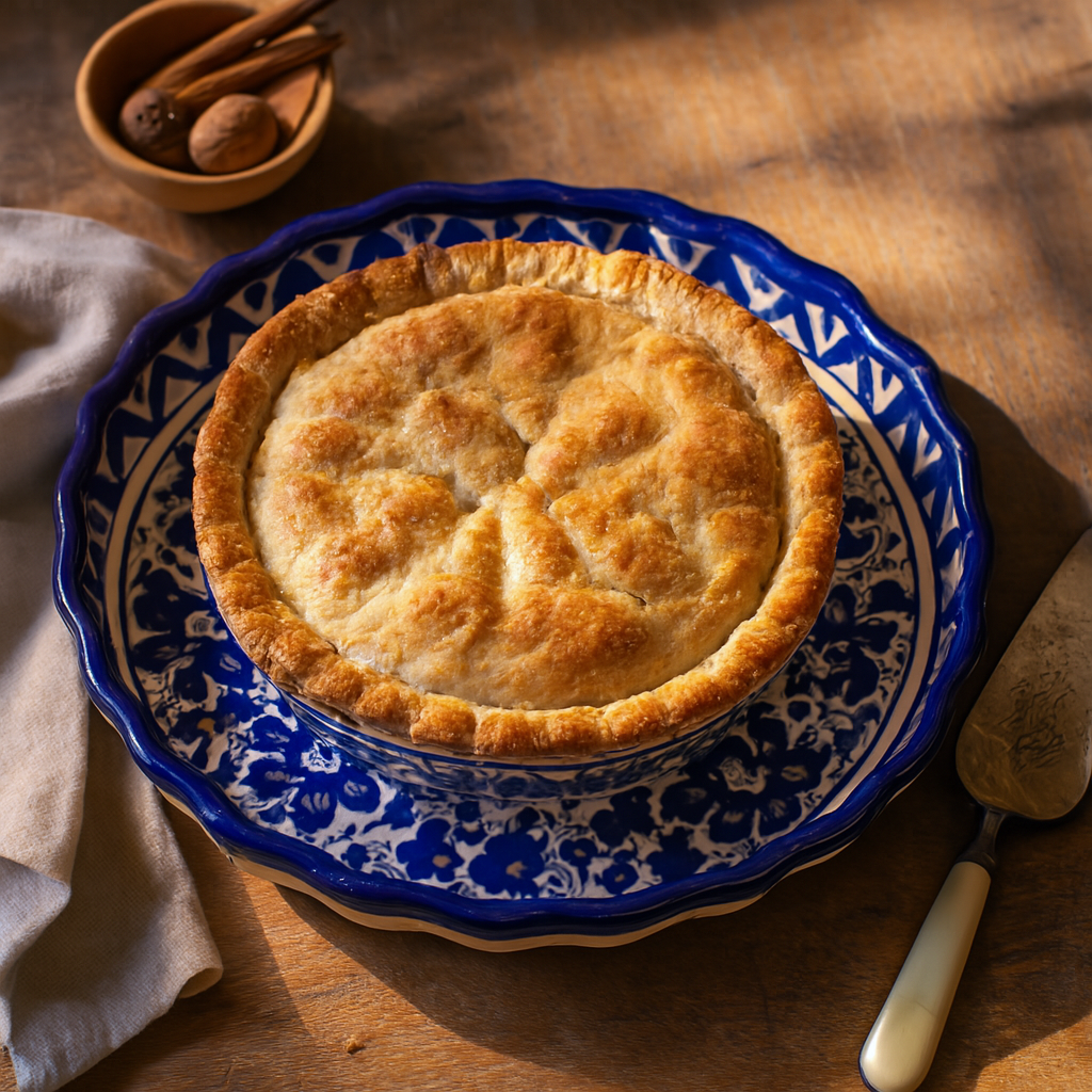 Blue Pottery Apple Pie Dish Ceramic – Large – Design 1