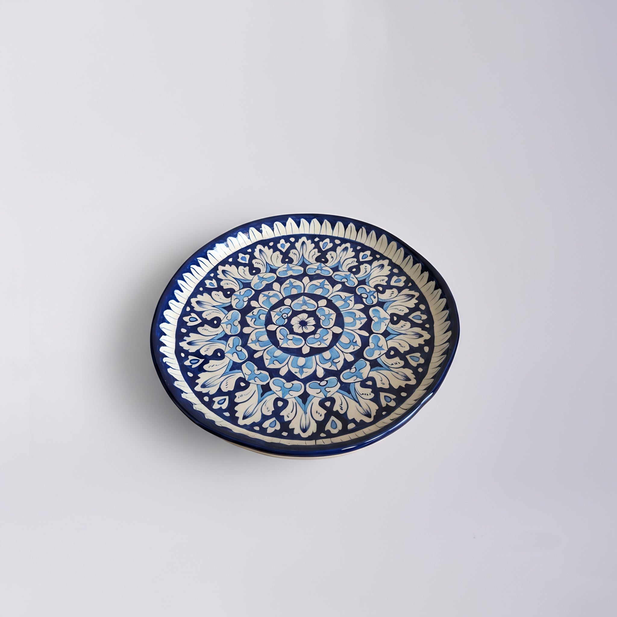 Blue Pottery Ceramic Handmade Platter & Wall Plate – 12 Inch