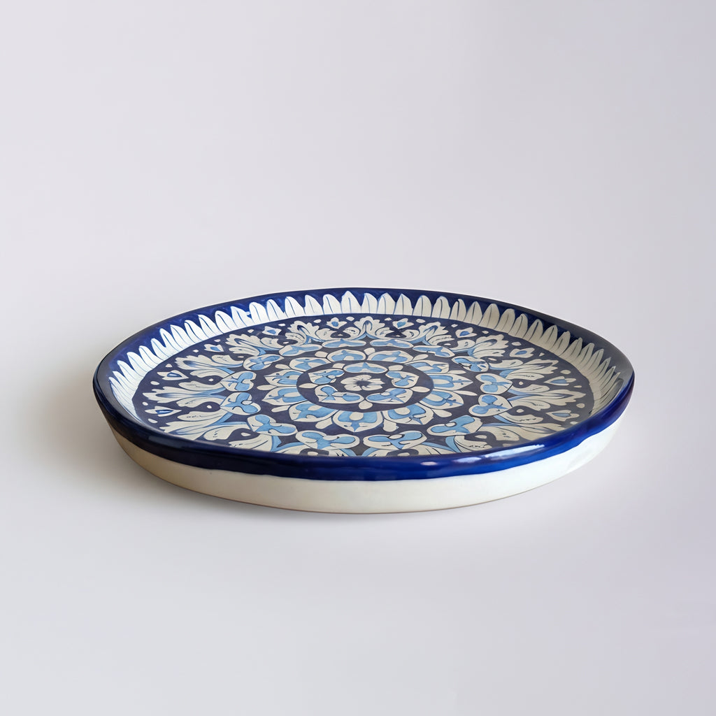 Blue Pottery Ceramic Handmade Platter & Wall Plate – 12 Inch