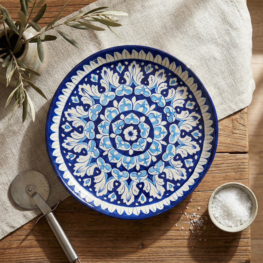 Blue Pottery Ceramic Handmade Platter & Wall Plate – 12 Inch