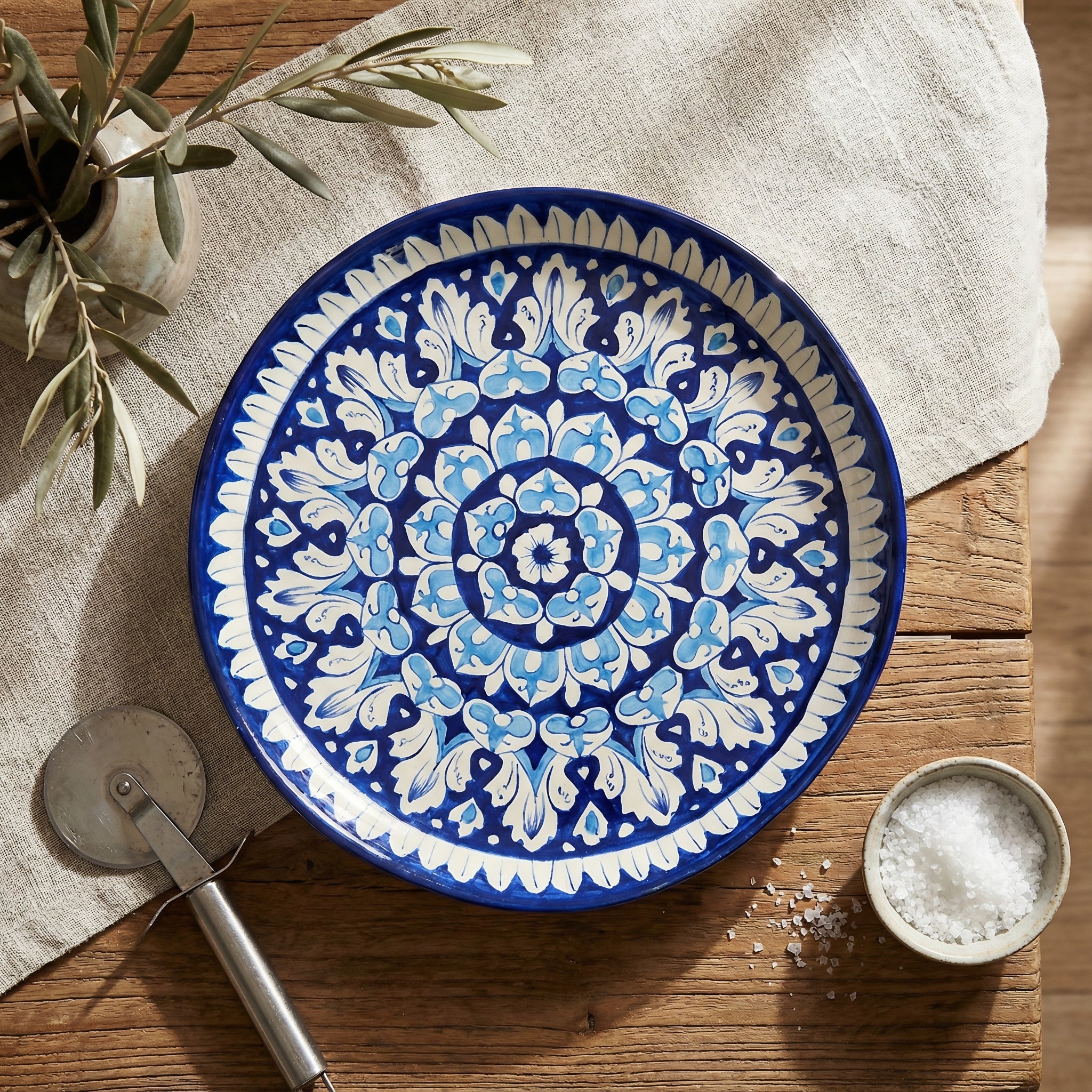 Blue Pottery Ceramic Handmade Platter & Wall Plate – 12 Inch