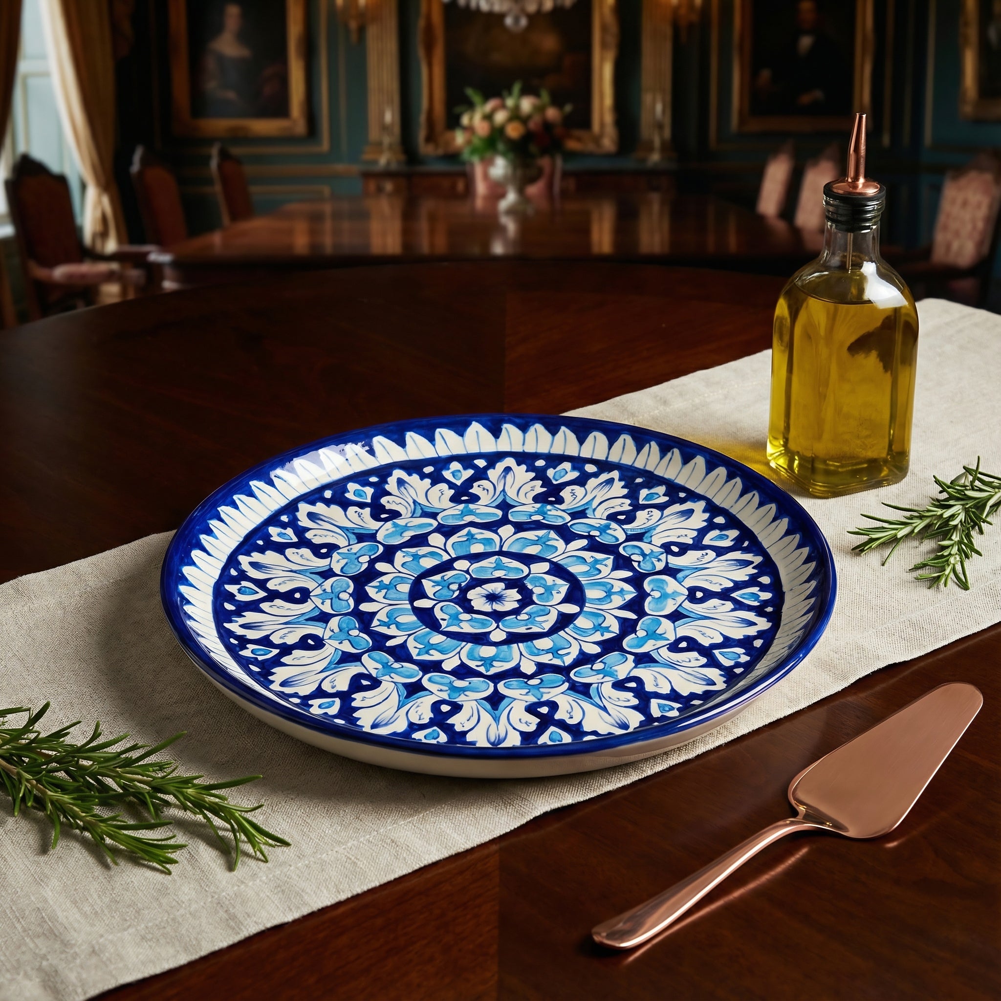 Blue Pottery Ceramic Handmade Platter & Wall Plate – 12 Inch