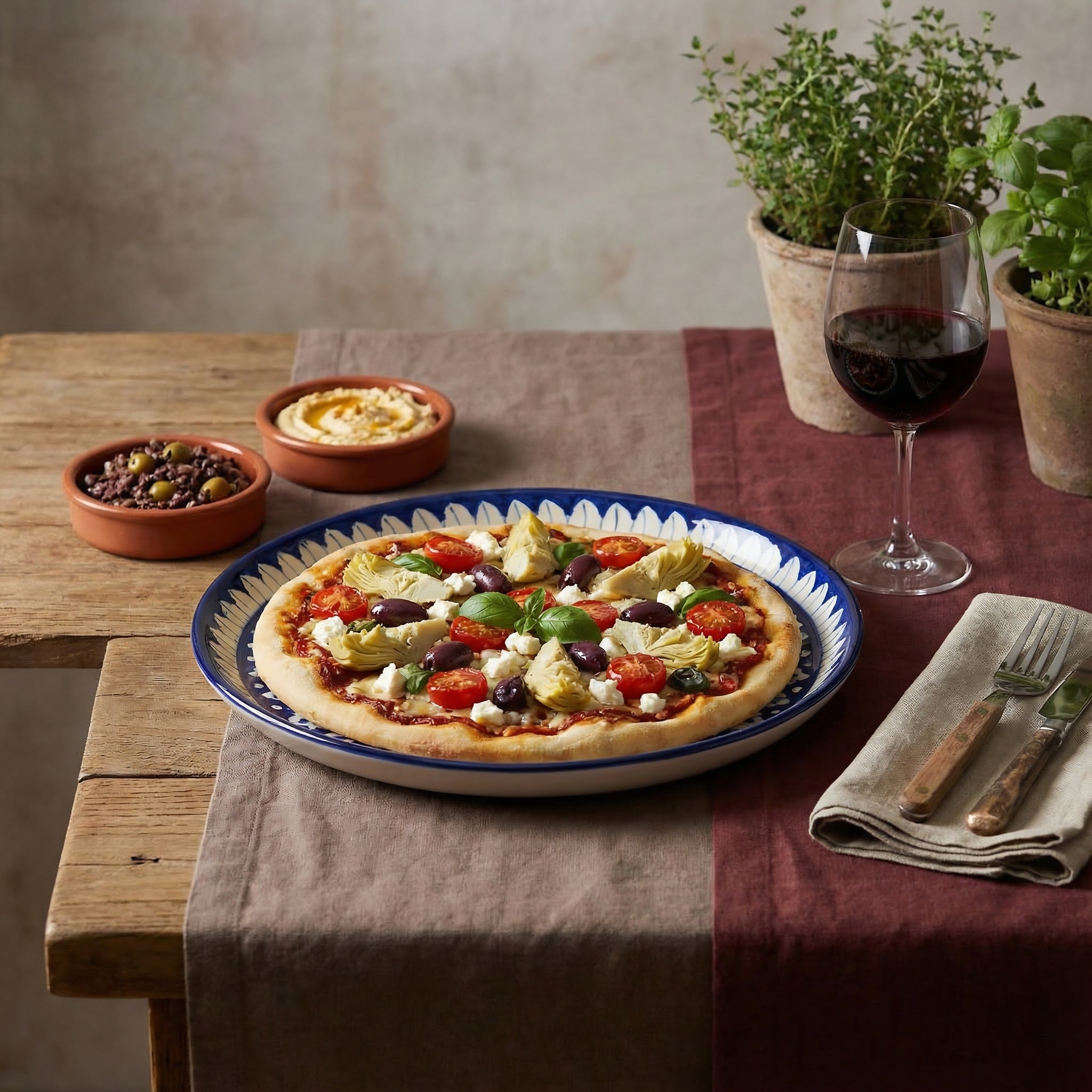 Blue Pottery Ceramic Handmade Platter & Wall Plate – 12 Inch