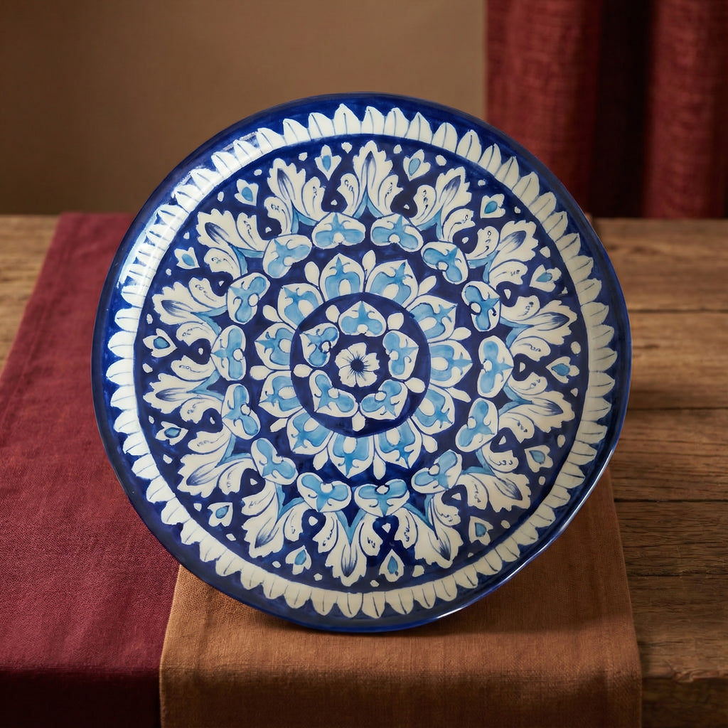 Blue Pottery Ceramic Handmade Platter & Wall Plate – 12 Inch