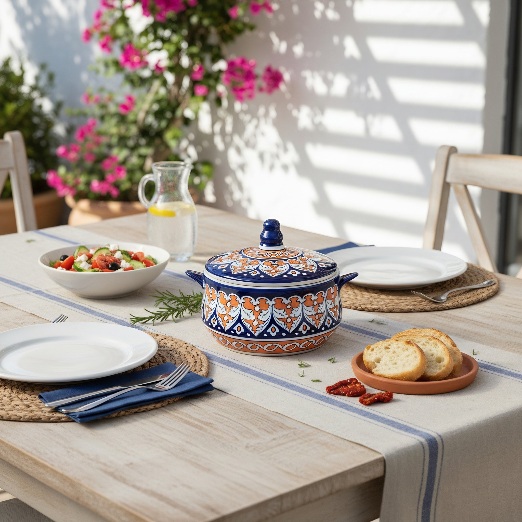Multani ceramic tureen showcasing traditional blue pottery glazing methods — Craftan Pakistan