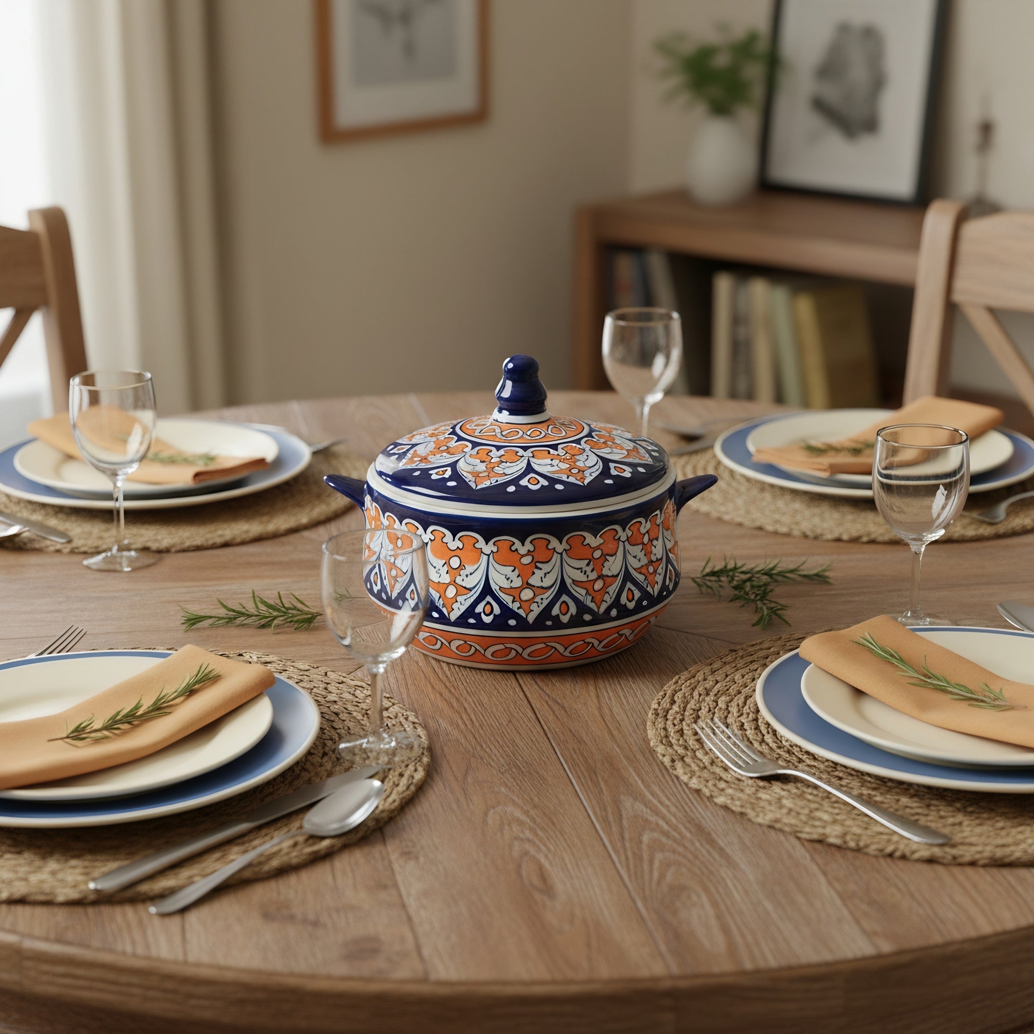 Handcrafted blue ceramic pot displaying authentic Multani pottery techniques — Craftan Pakistan