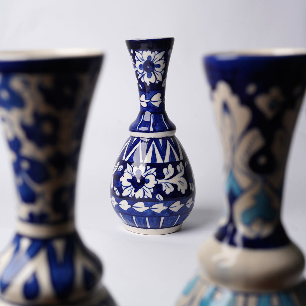 Handcrafted Multani Blue Pottery Vase — ceramic surahi decor — Craftan Pakistan