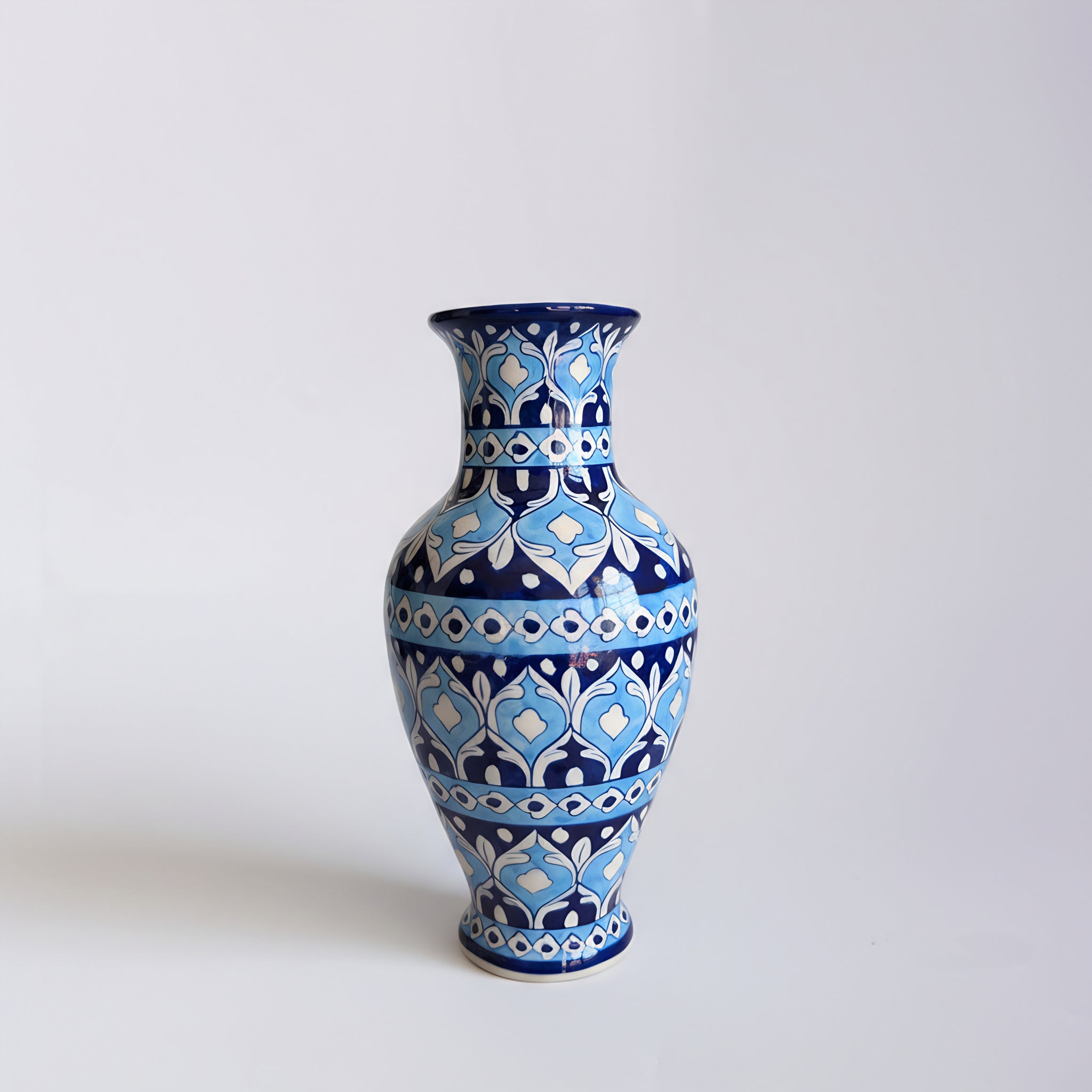 Sky-to-Midnight Tulip Blue Pottery Vase – 14 Inch