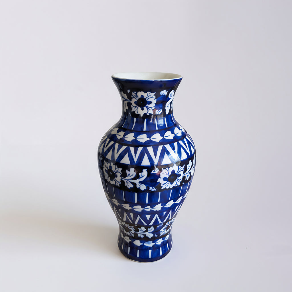14 Inch Handmade Blue Pottery Vase — Pakistani handicraft — Craftan Pakistan