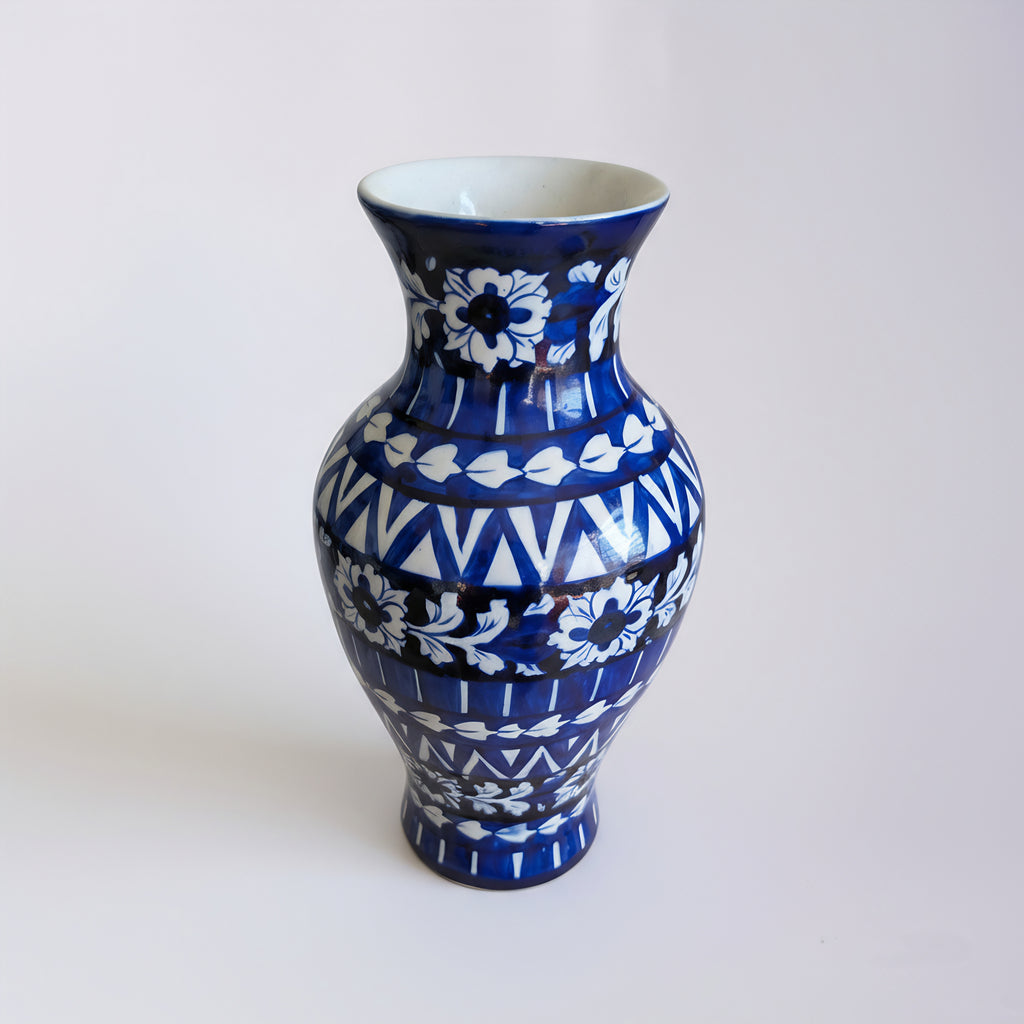 Tall Cobalt Blue Ceramic Vase — Multani blue pottery — Craftan Pakistan