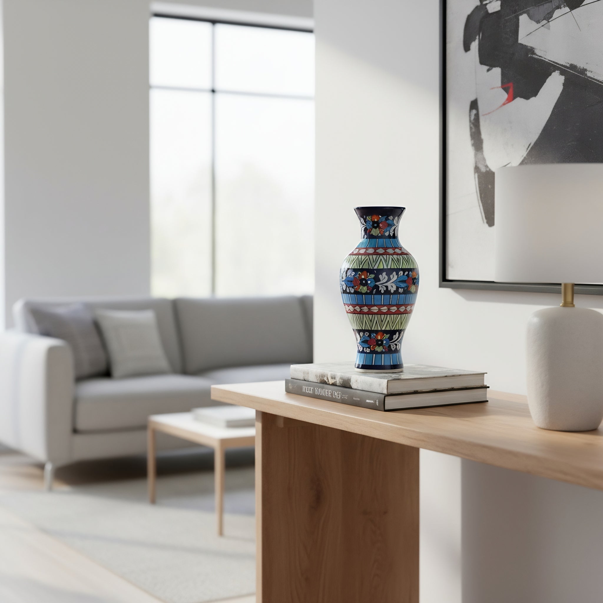 Authentic Multani Blue Pottery Vase showcasing traditional ceramic craftsmanship — Craftan Pakistan