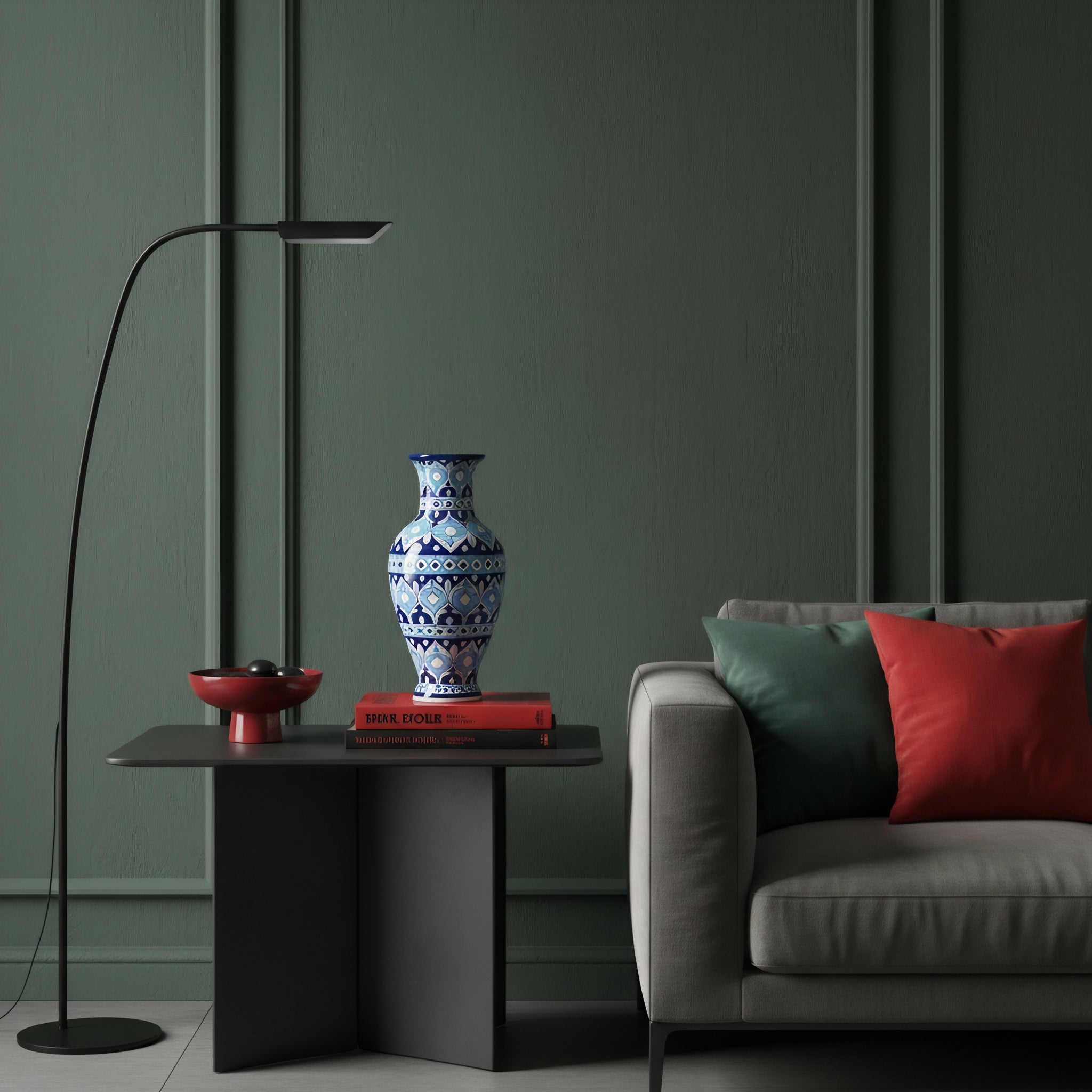 Sky-to-Midnight Tulip Blue Pottery Vase – 14 Inch