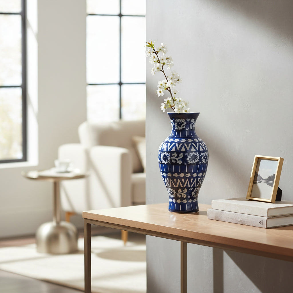 Cobalt Blue Handmade Pottery Vase — Pakistani blue ceramic — Craftan Pakistan