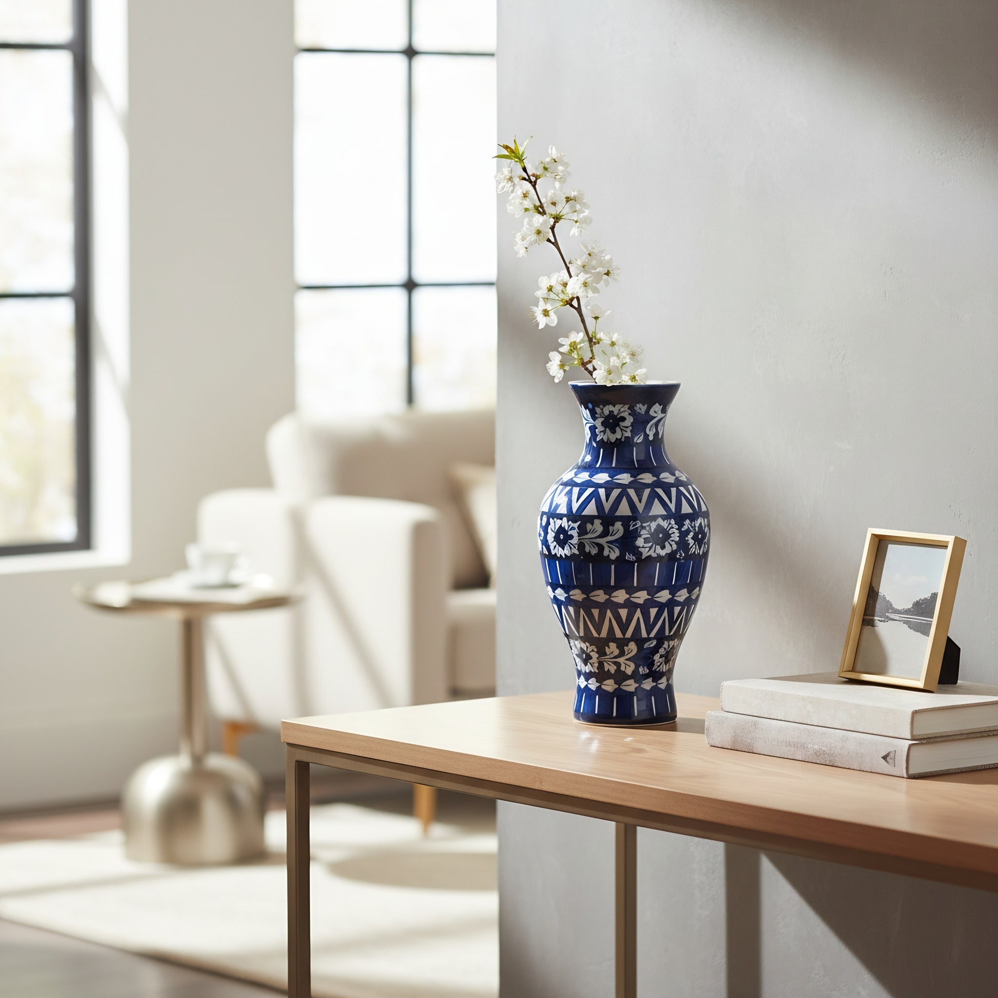 Cobalt Blue Handmade Pottery Vase — Pakistani blue ceramic — Craftan Pakistan