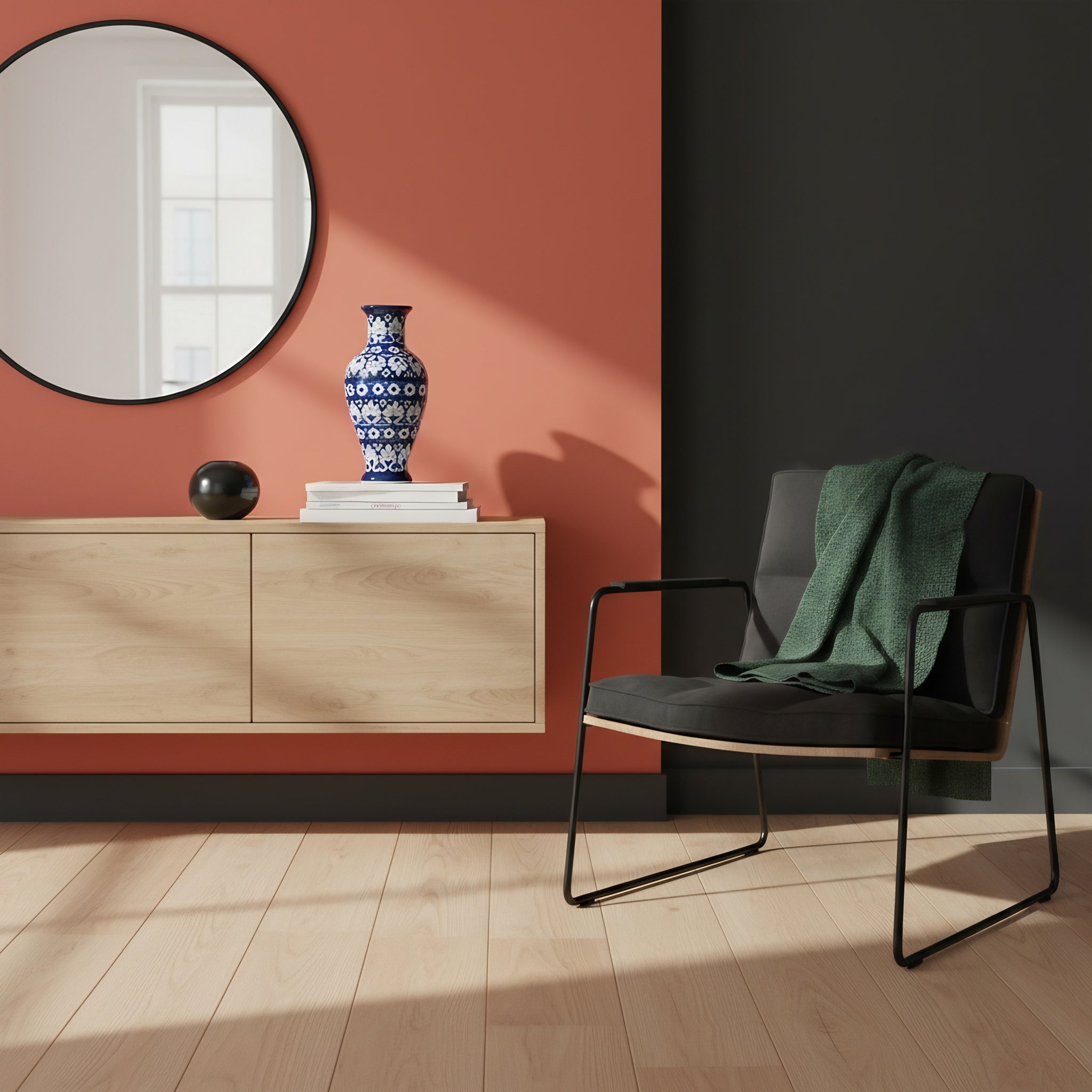 Cobalt Layered Floral Blue Pottery Vase – 14 Inch