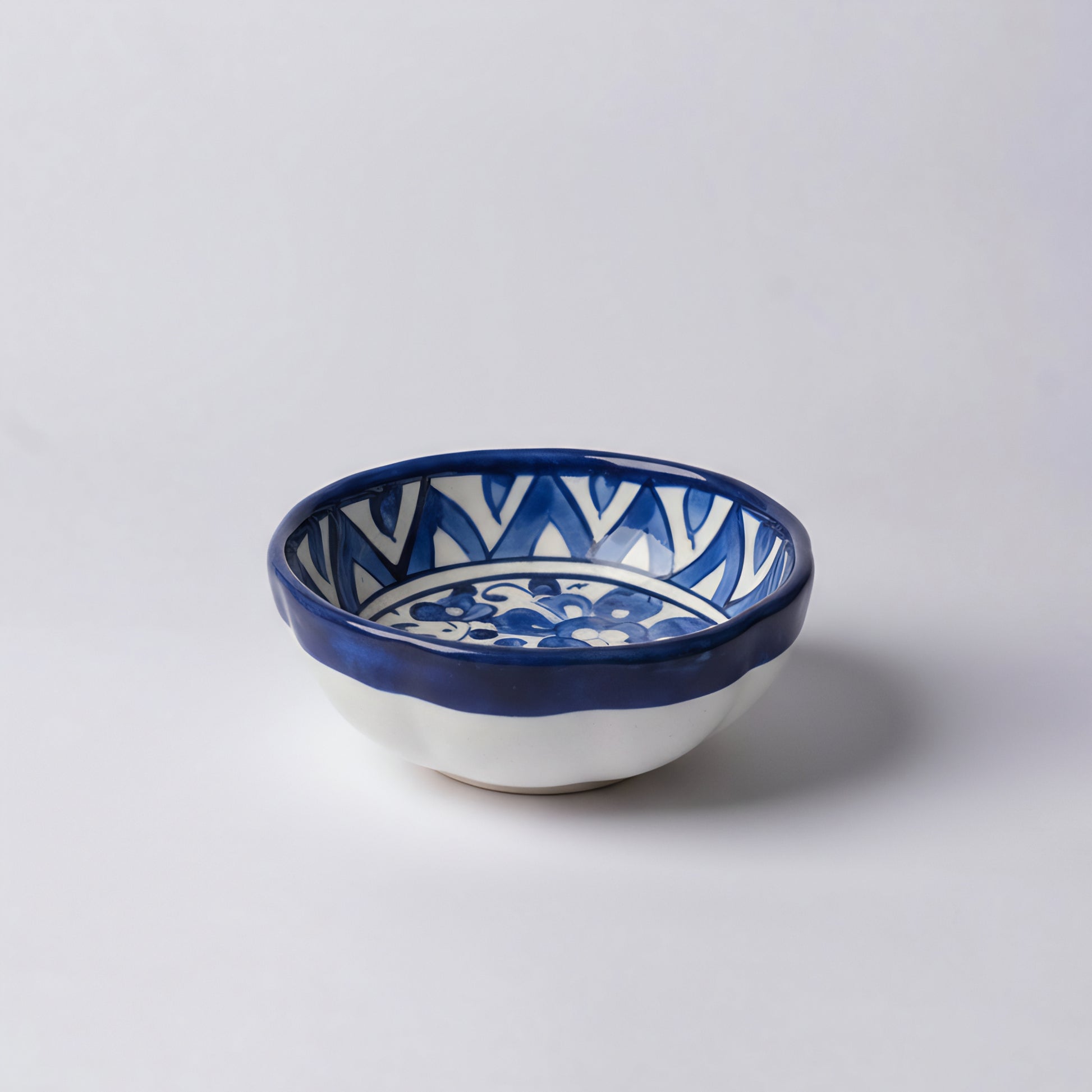 Hand-Painted Small Blue Pottery Bowl – 4″ Multani Ceramic Sauce/Jewelry Dish