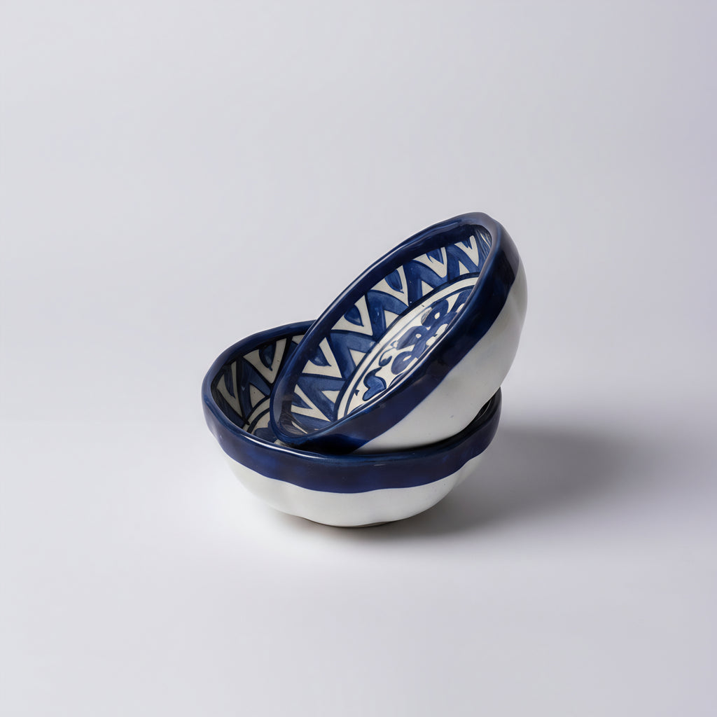 Hand-Painted Small Blue Pottery Bowl – 4″ Multani Ceramic Sauce/Jewelry Dish