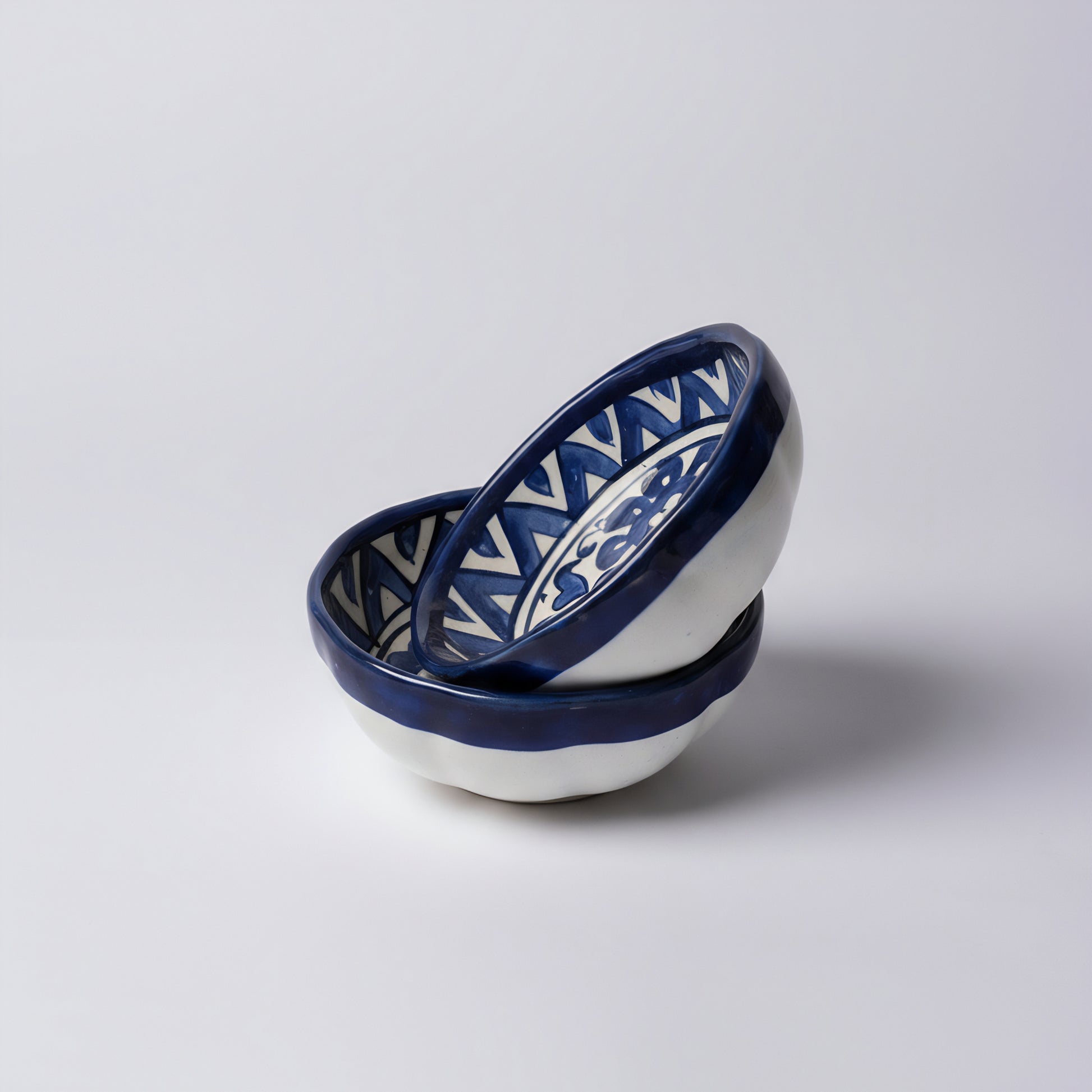Hand-Painted Small Blue Pottery Bowl – 4″ Multani Ceramic Sauce/Jewelry Dish