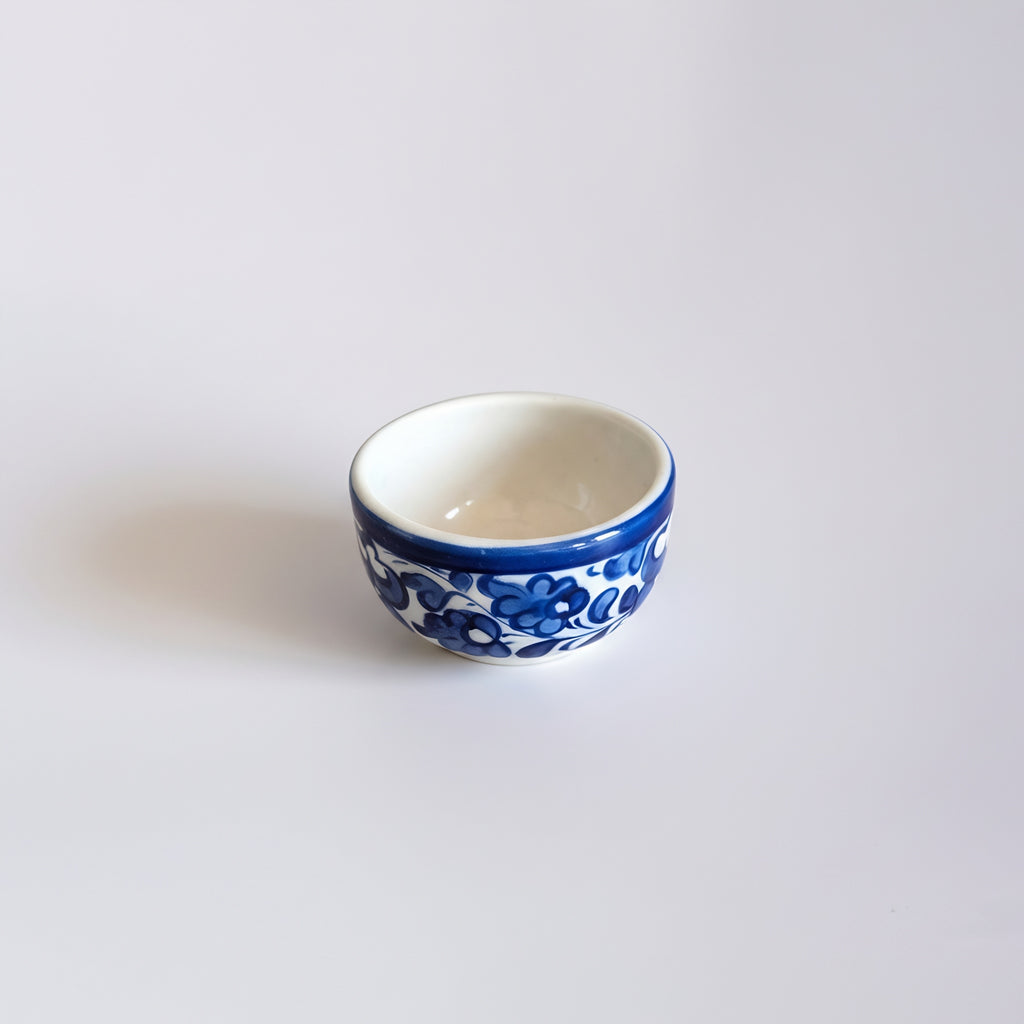 Blue Pottery Floral Small Serving Bowl — blue pottery craftsmanship — Craftan Pakistan