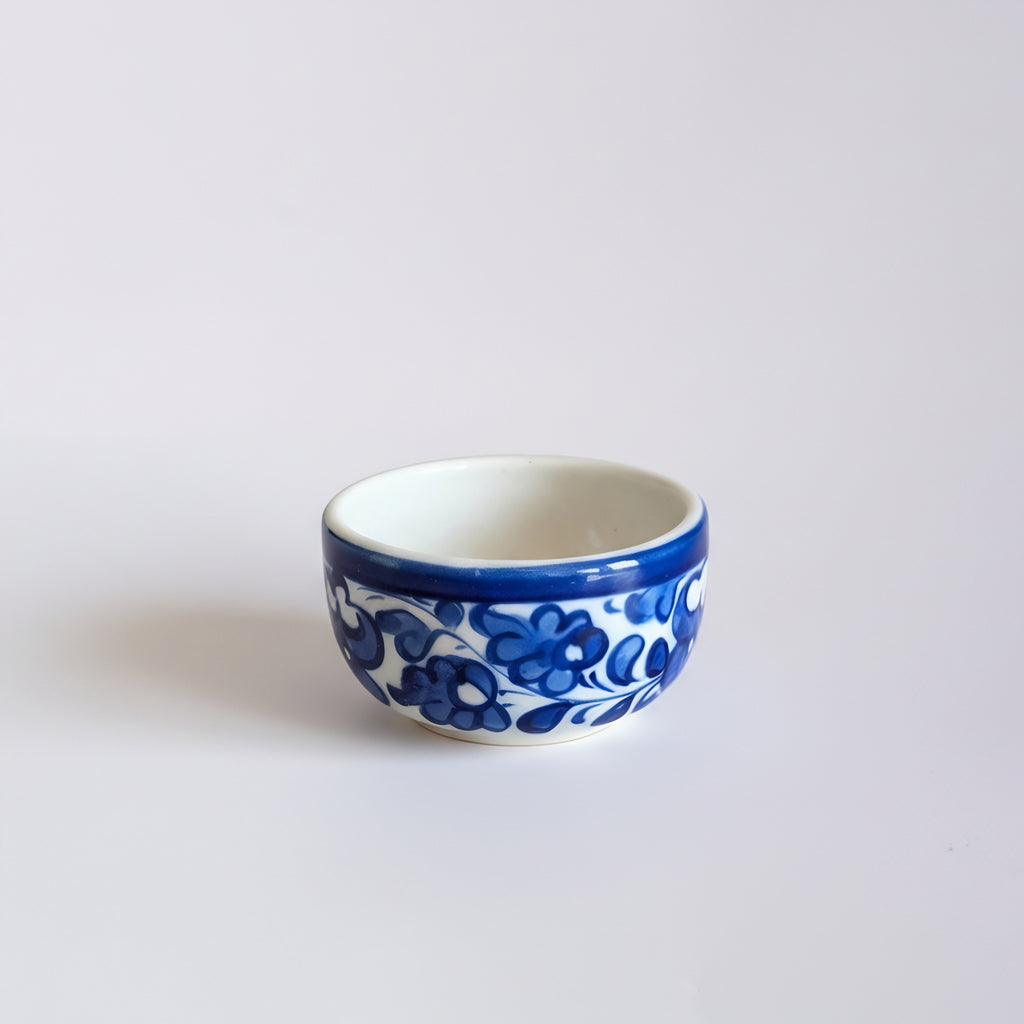 Blue Pottery Floral Small Serving Bowl — handmade ceramic — Craftan Pakistan