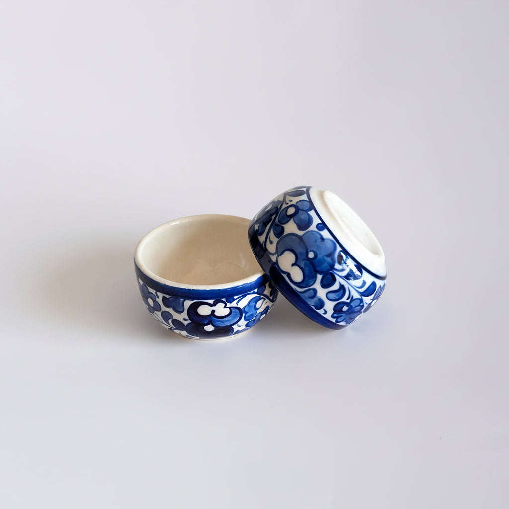 Blue Pottery Floral Small Serving Bowl — Multani blue pottery — Craftan Pakistan