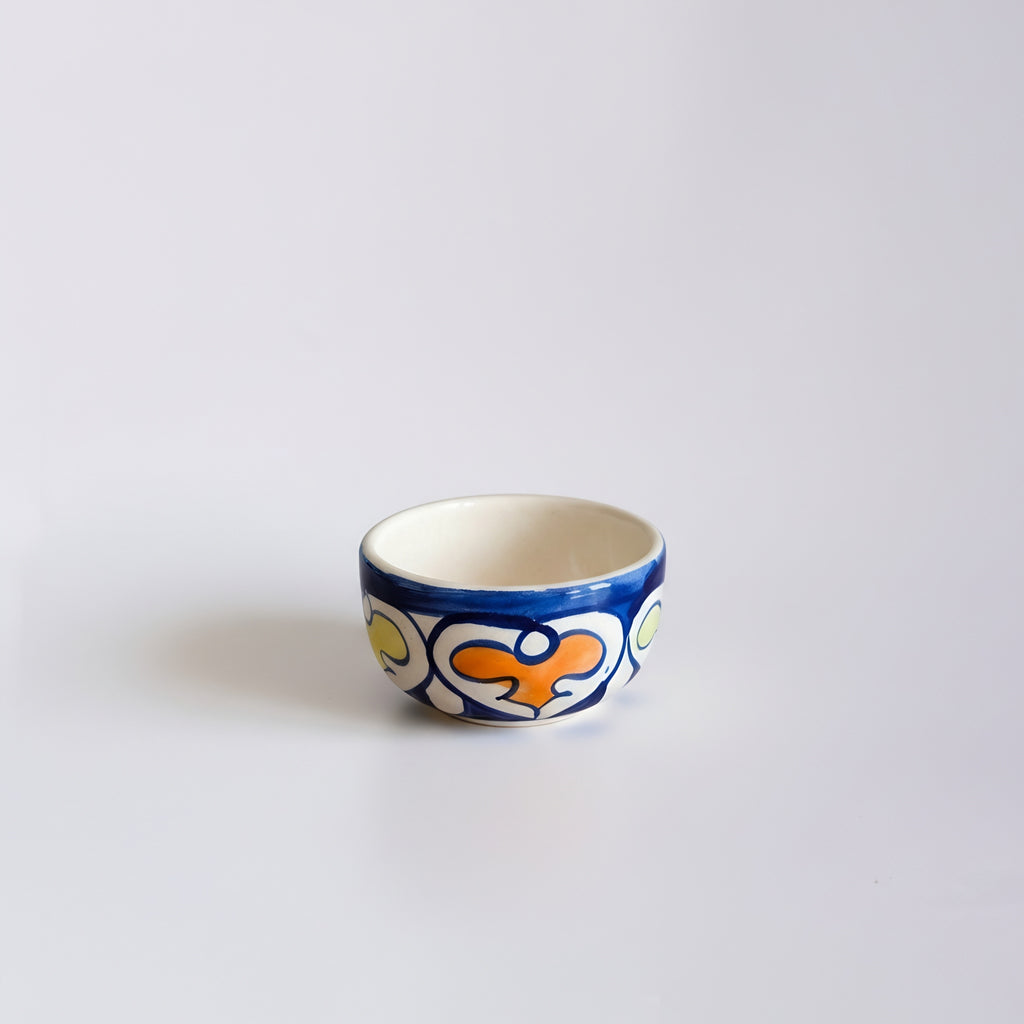 Blue Pottery Multicolor Floral Small Serving Bowl — handmade ceramic — Craftan Pakistan