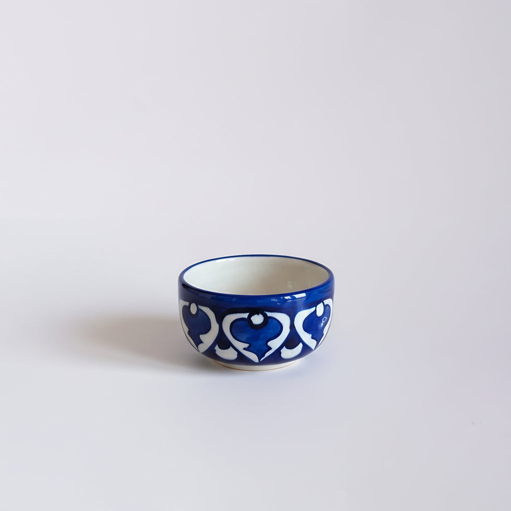 Blue Pottery Cobalt Arabesque Small Serving Bowl — Multani ceramic — Craftan Pakistan