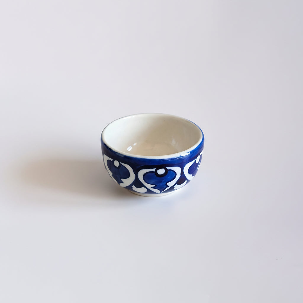 Pakistani blue pottery small serving bowl featuring traditional cobalt designs — Craftan Pakistan