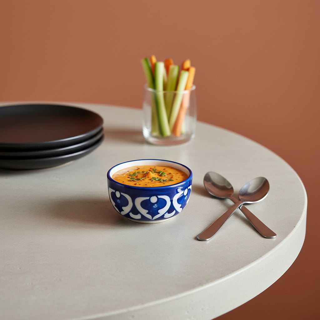Blue pottery small bowl showcasing authentic Multani craftsmanship and patterns — Craftan Pakistan