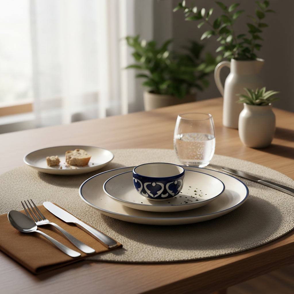 Multani blue pottery arabesque bowl perfect for chutneys and condiments — Craftan Pakistan