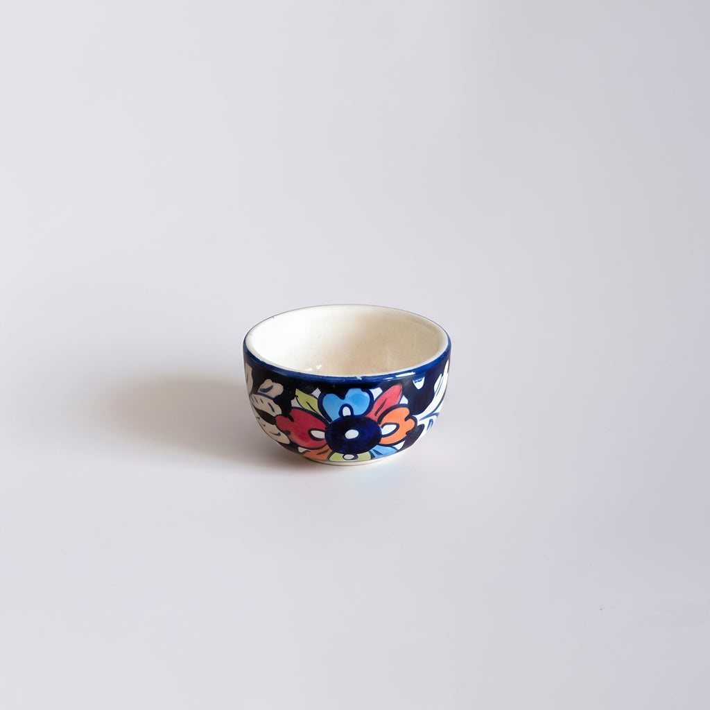 Blue Pottery Multicolor Floral Small Serving Bowl — handmade ceramic — Craftan Pakistan