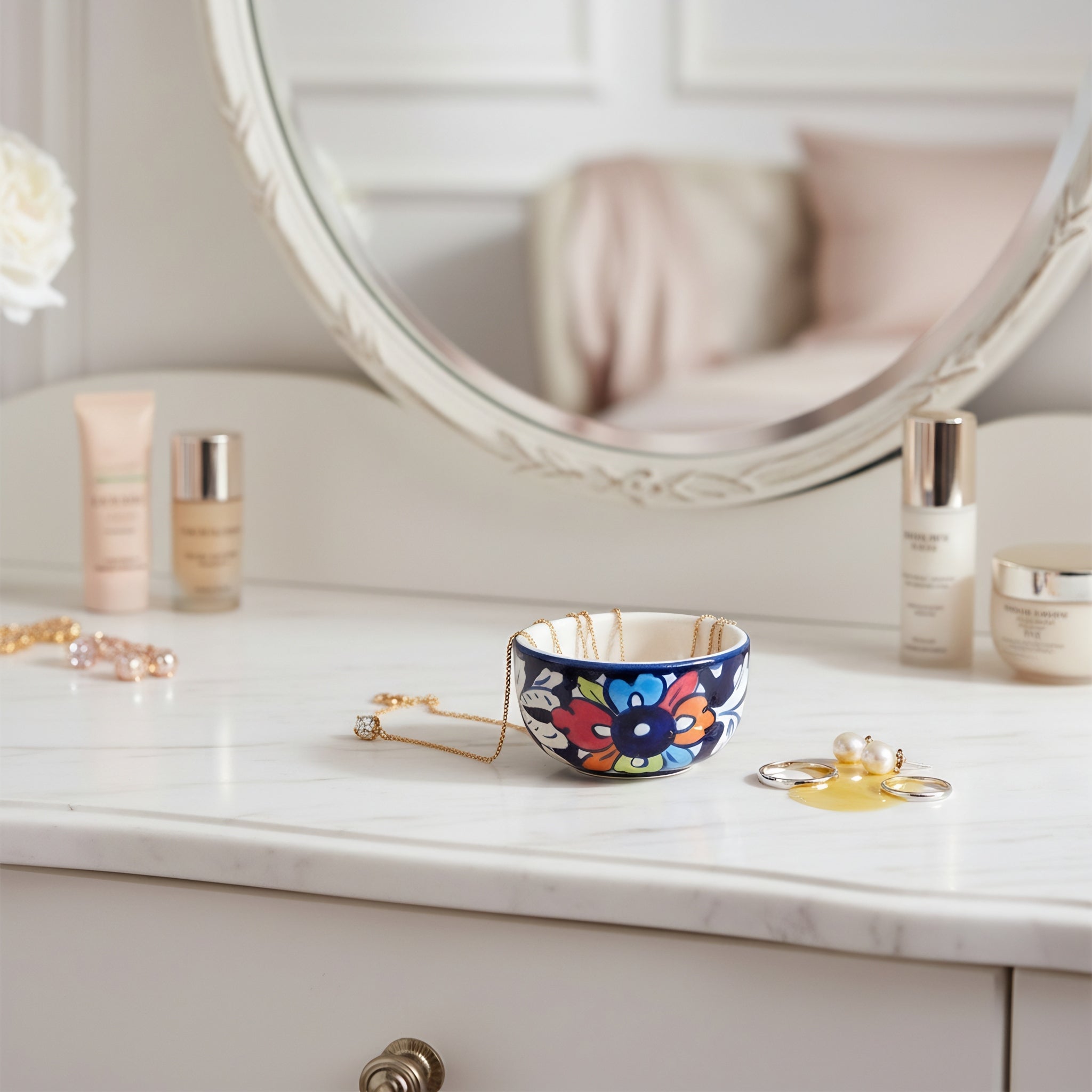 Authentic Multani craft bowl featuring beautiful multicolor floral patterns — ceramic artistry