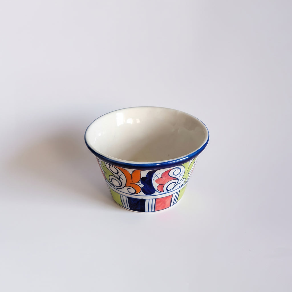 Multicolor Floral Blue Pottery Planter showing intricate patterns — Multani ceramic — Craftan Pakistan