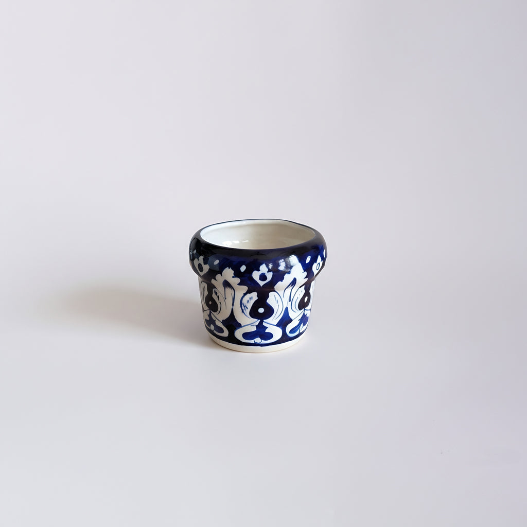 Blue Pottery Lotus Planter showing cobalt glazing — Multani ceramic — Craftan Pakistan