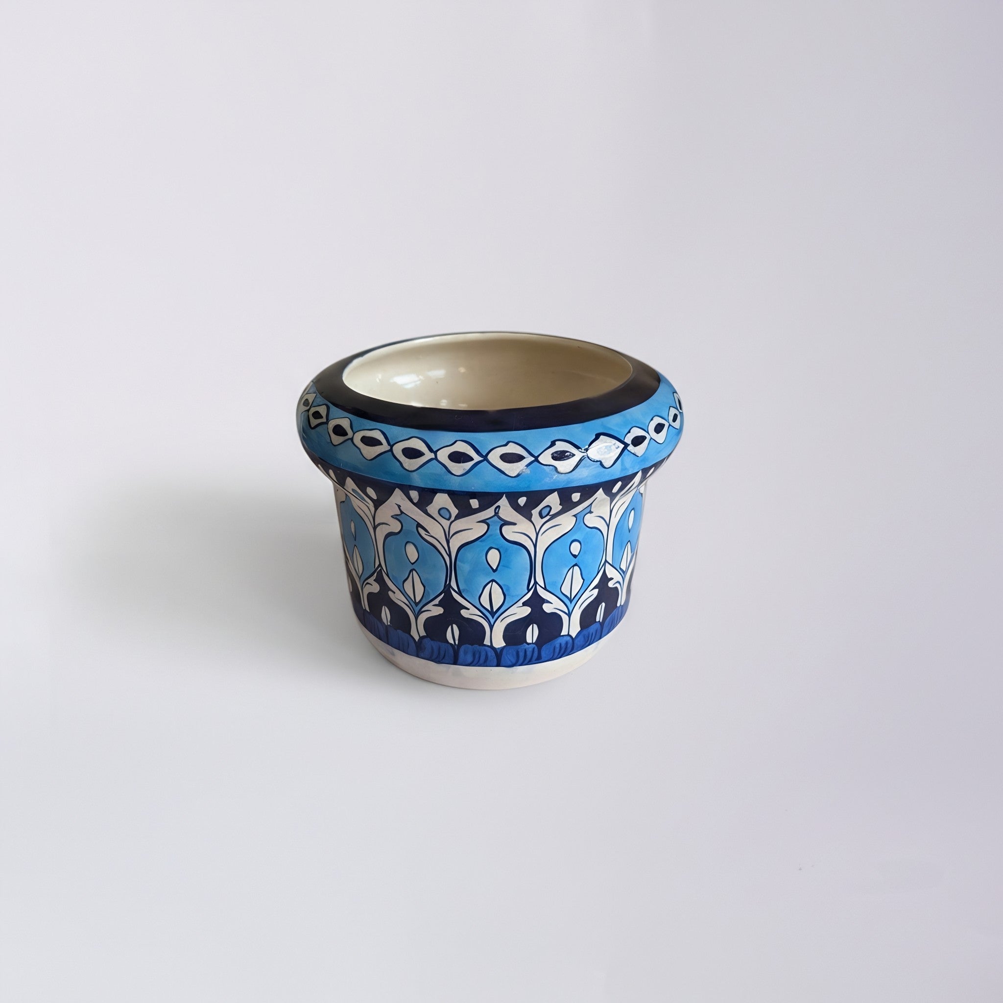 Handmade Sky-Blue Pottery Floral Planter – 5 Inch Ceramic