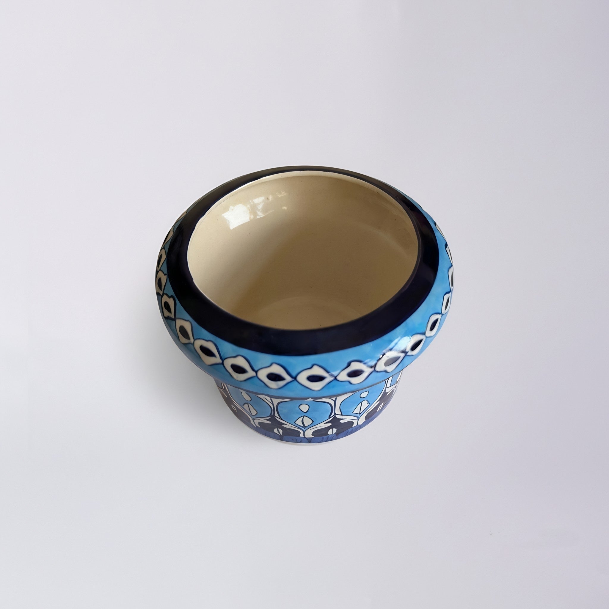 Handmade Sky-Blue Pottery Floral Planter – 5 Inch Ceramic