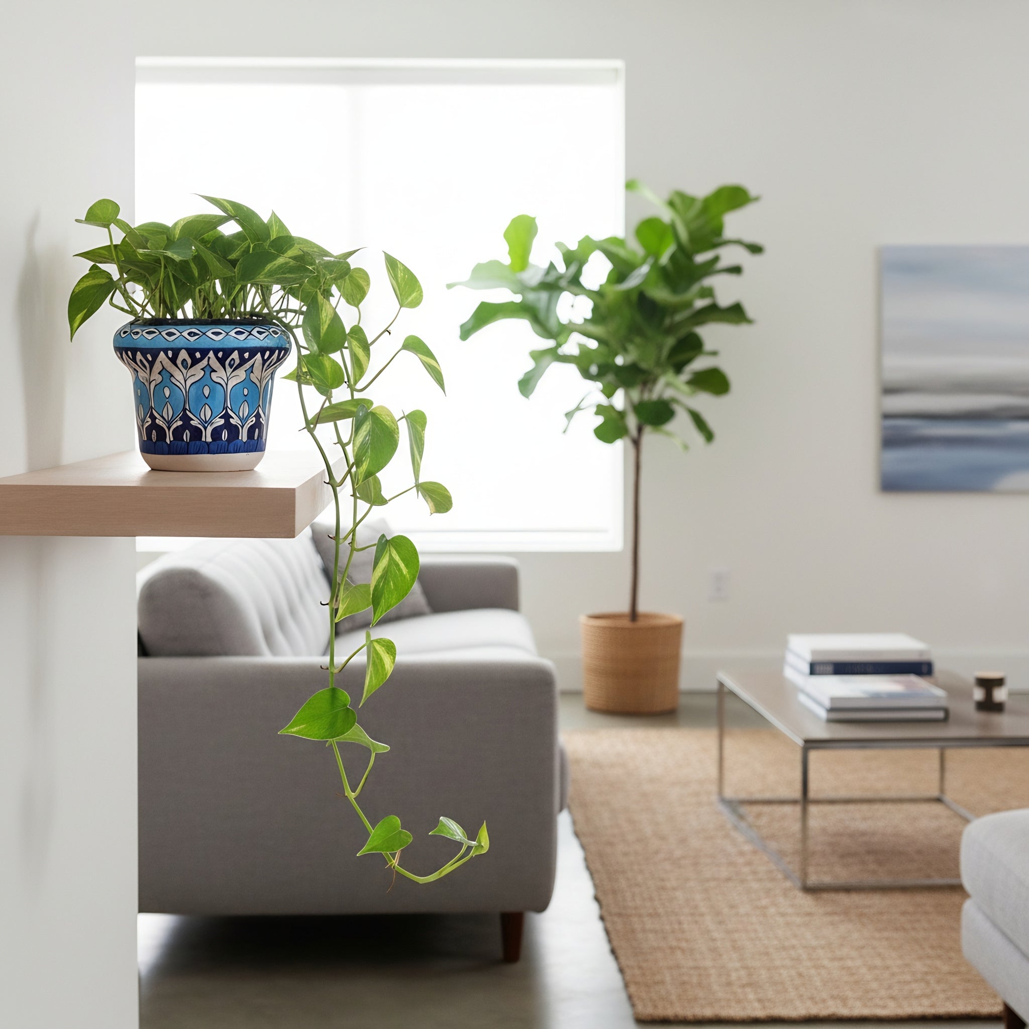 Handmade Sky-Blue Pottery Floral Planter – 5 Inch Ceramic