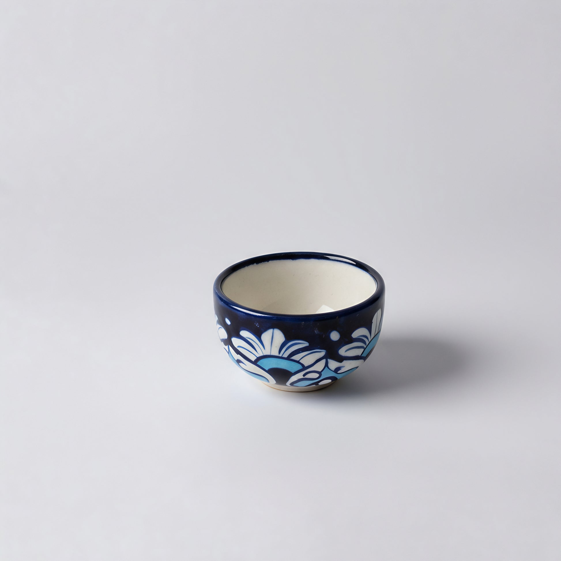 Hand-Painted Small Blue Pottery Bowl — 3″ Multani Ceramic Sauce/Jewelry Dish